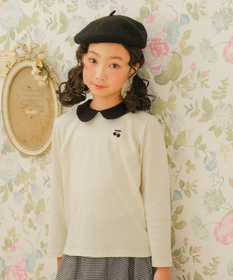 襟付き さくらんぼ Tシャツ