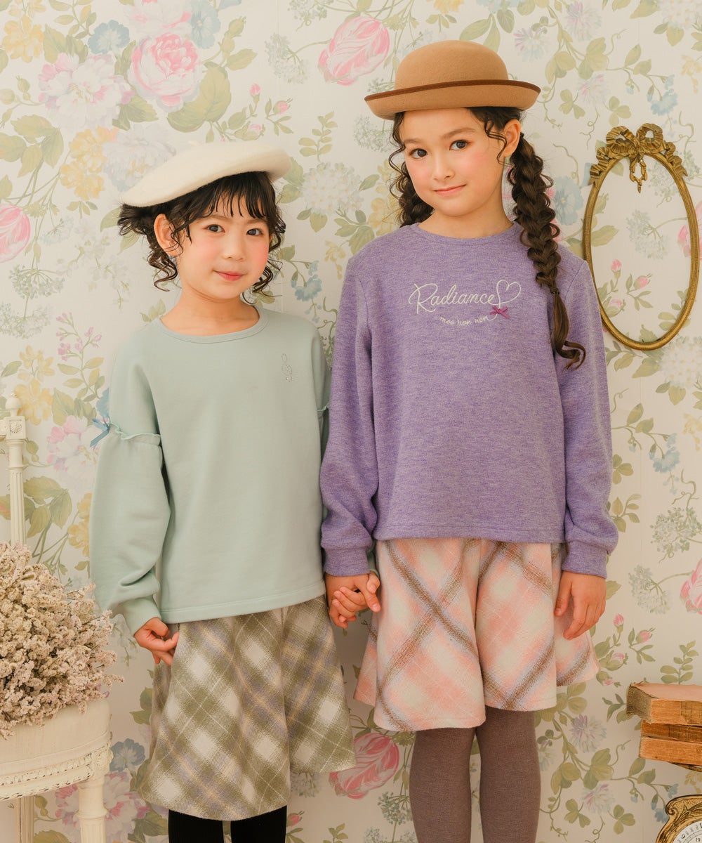 子供服 女の子 こども服 フリル 音符 ラインストーン 裏毛 グリーン(08) モデル画像4