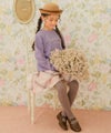 子供服 女の子 リボン＆ハートモチーフ 長袖 Tシャツ パープル(91) モデル画像全身