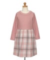 子供服 女の子 子ども服 こども服 こども キッズ ジュニア チェック 裏地付 ドッキングワンピース ピンク(02) トルソー背面