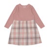 子供服 女の子 子ども服 こども服 こども キッズ ジュニア チェック 裏地付 ドッキングワンピース ピンク(02) 正面