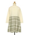 子供服 女の子 子ども服 こども服 こども キッズ ジュニア チェック 裏地付 ドッキングワンピース グリーン(08) トルソー背面