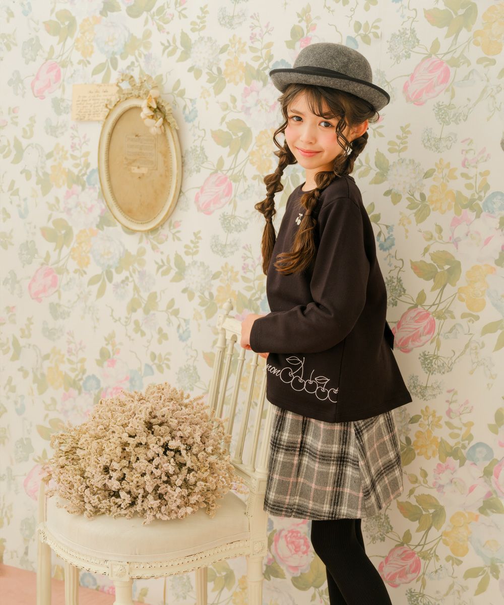 ブラウン チェック柄 ボタン付きスカート 飾りボタン チェック柄 スカート｜ベビー・子供服 通販 moononnon むー