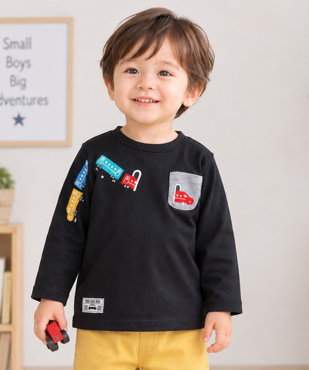 ベビー服 男の子 綿100％ 電車＆トンネル 長袖Tシャツ