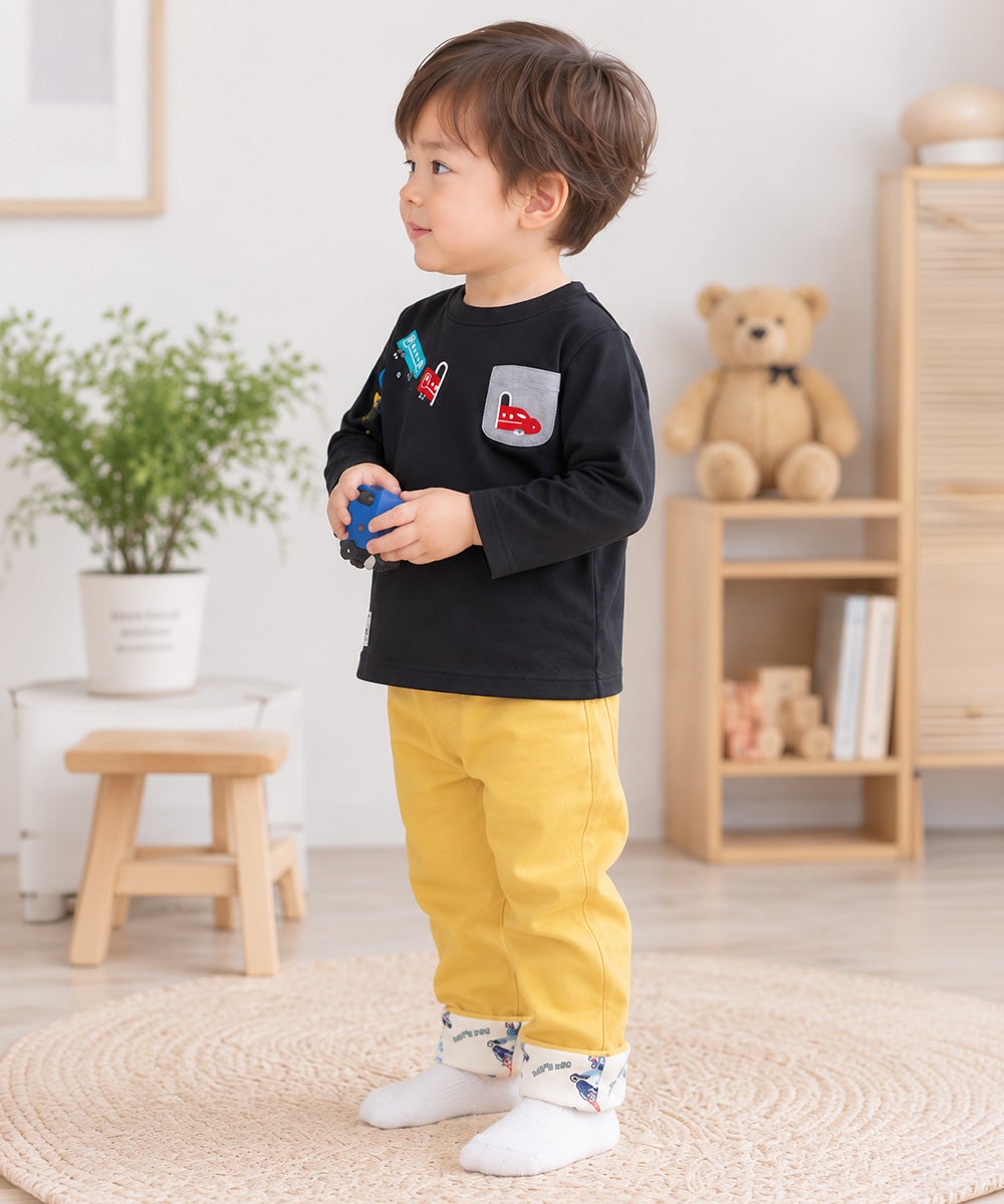 ベビー服 男の子 綿100％ 電車＆トンネル 長袖Tシャツ