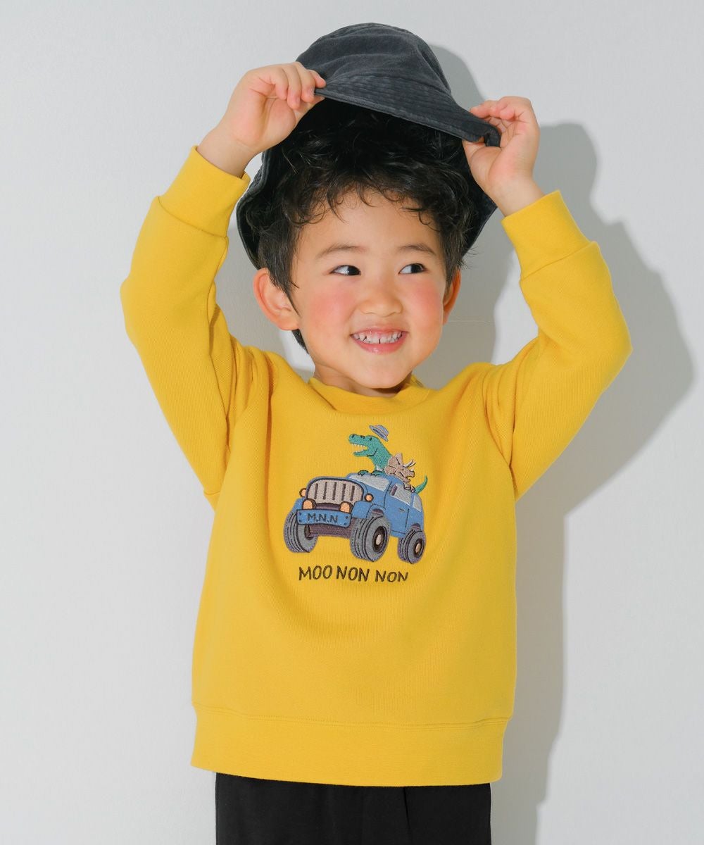 ベビー服 男の子 子ども 子ども服 キッズ 裏毛 アップリケ 車 恐竜 イエロー(04) モデル画像アップ