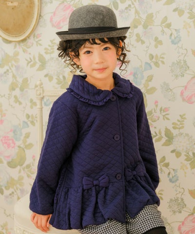 ベビー服 女の子 こども服 キッズ ジュニア キルティング フリル リボン ボタン