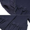 ベビー服 女の子 こども服 キッズ ジュニア キルティング フリル リボン ボタン ネイビー(06) デザインポイント1