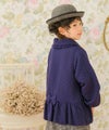 ベビー服 女の子 こども服 キッズ ジュニア キルティング フリル リボン ボタン ネイビー(06) モデル画像全身