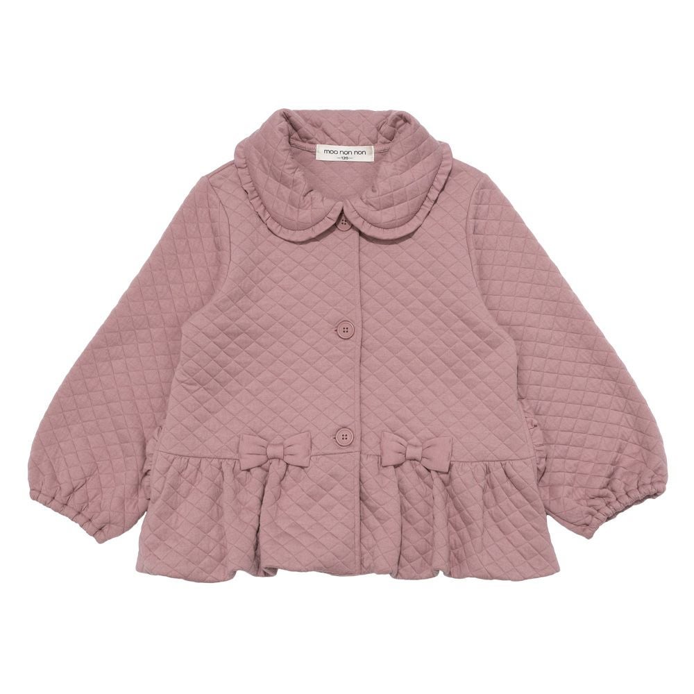 ベビー服 女の子 こども服 キッズ ジュニア キルティング フリル リボン ボタン ピンク(02) 正面