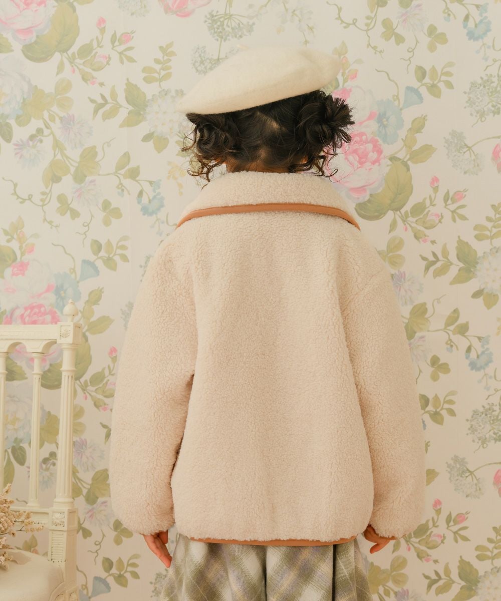 ベビー服 女の子 裏地付き ボアジャケット コート アイボリー(12) モデル画像2