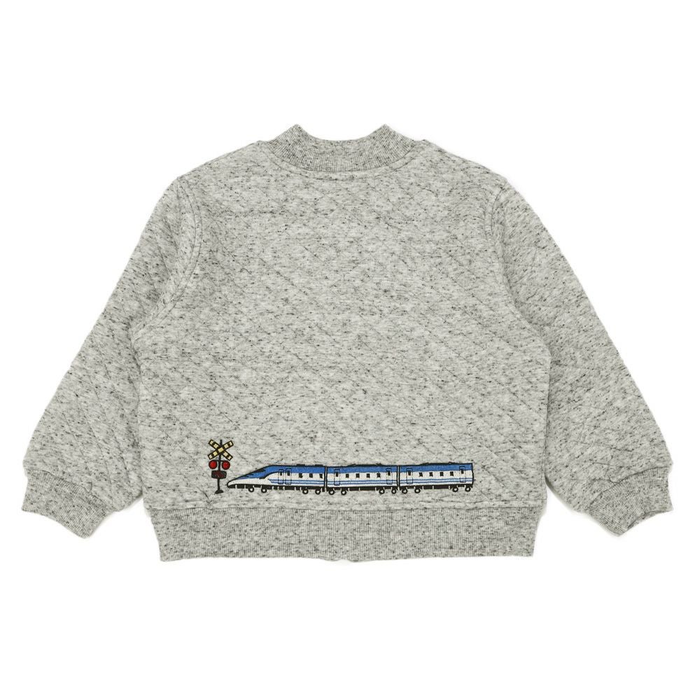 ベビー服 男の子 電車 刺繍 キルティング パーカージャケット 杢ｸﾞﾚｰ(92) 背面