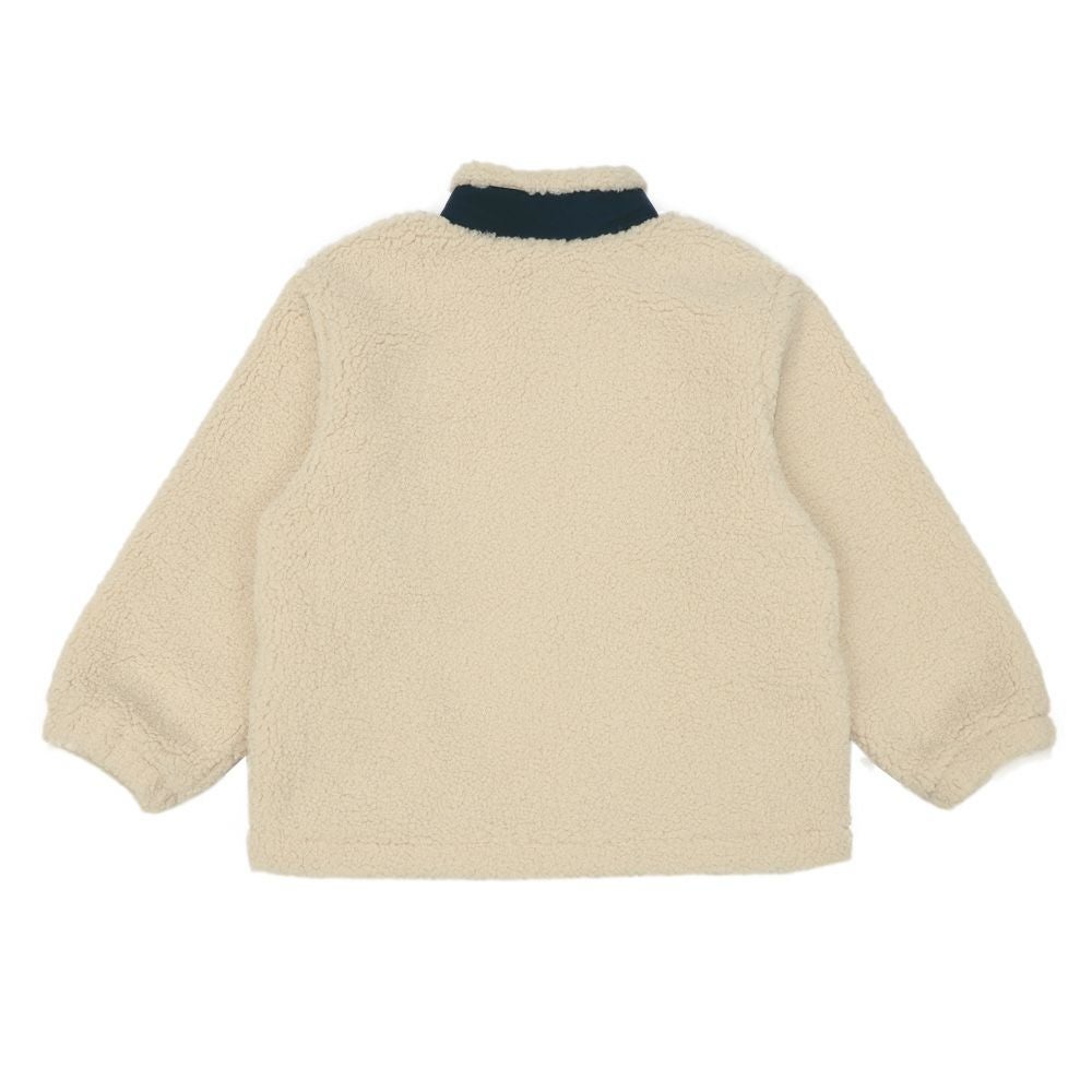 ベビー服 男の子 ロゴ＆ポケット付き ボア ジップアップ ジャケット アイボリー(12) 背面