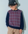 ベビー服 男の子 こども服 キッズ チェック リブ プルオーバー ネイビー(06) モデル画像アップ