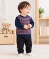 ベビー服 男の子 こども服 キッズ チェック リブ プルオーバー ネイビー(06) モデル画像3