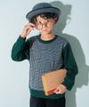 ベビー服 男の子 こども服 キッズ チェック リブ プルオーバー グリーン(08) モデル画像1