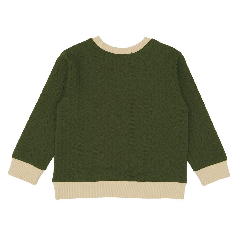 子供服 男の子 ニット風 アラン模様 長袖トップス カーキ(82) 背面