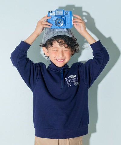 子供服 男の子 こども服 キッズ 裏毛 ロゴ 刺繍 アップリケ ファスナー