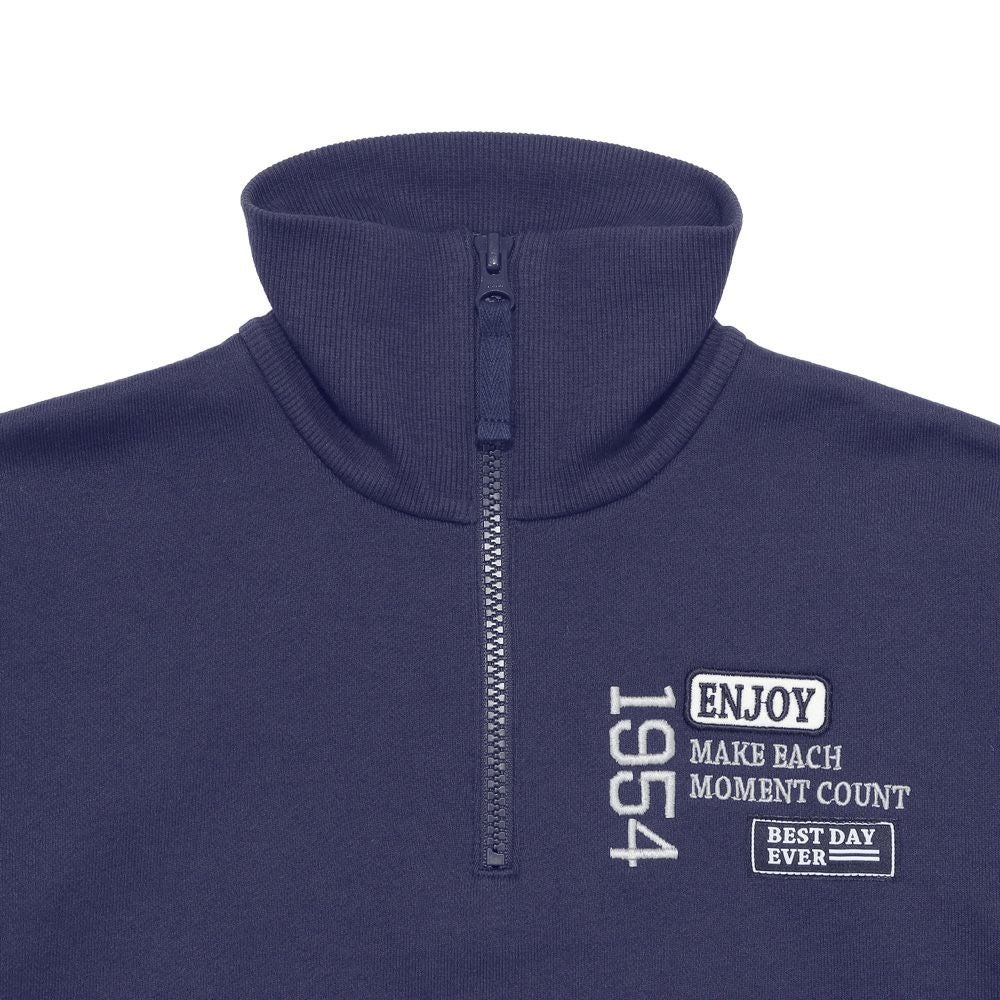 子供服 男の子 こども服 キッズ 裏毛 ロゴ 刺繍 アップリケ ファスナー ネイビー(06) デザインポイント2