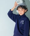 子供服 男の子 こども服 キッズ 裏毛 ロゴ 刺繍 アップリケ ファスナー ネイビー(06) モデル画像1