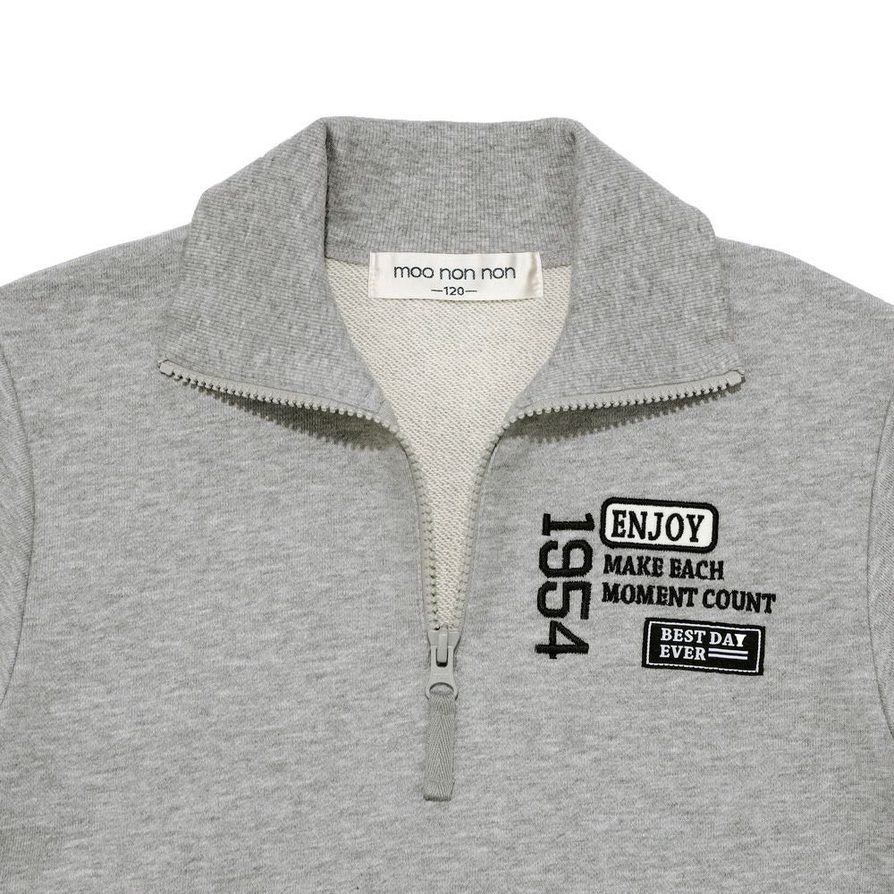 子供服 男の子 こども服 キッズ 裏毛 ロゴ 刺繍 アップリケ ファスナー 杢ｸﾞﾚｰ(92) デザインポイント1