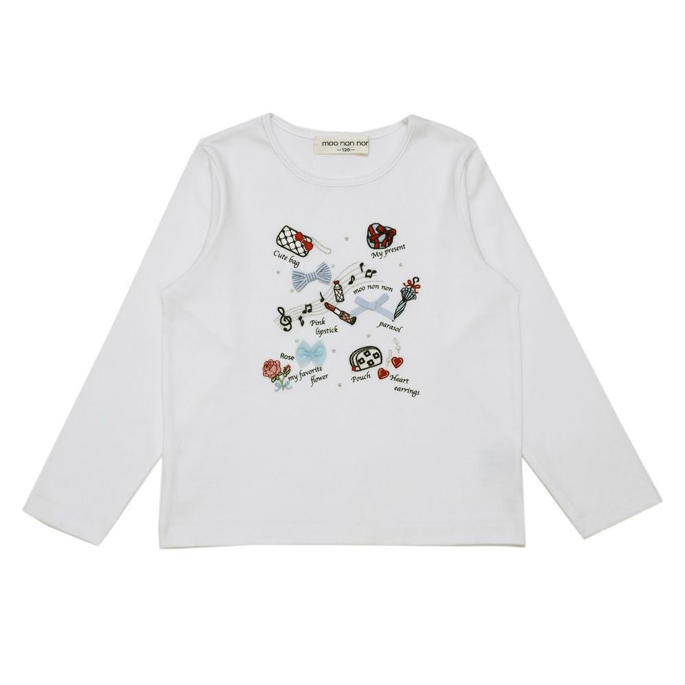 TIME SALE】五線譜 刺繍 ＆ 小物 モチーフ 長袖Tシャツ｜ベビー・子供
