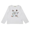 子供服 女の子 五線譜 刺繍 ＆ 小物 モチーフ 長袖Tシャツ オフホワイト(11) 正面