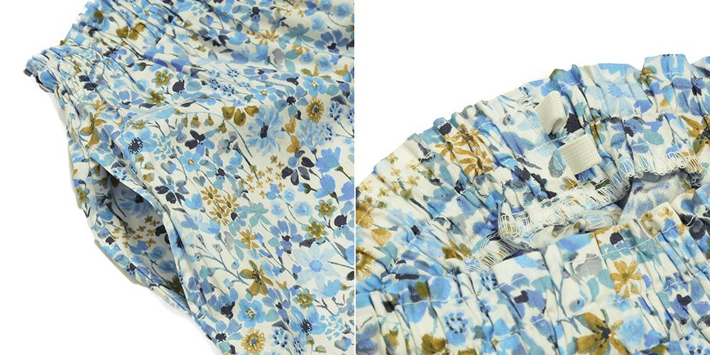 子供服 女の子 綿100％ フレア 花柄 キュロットパンツ ブルー(61) デザインポイント2