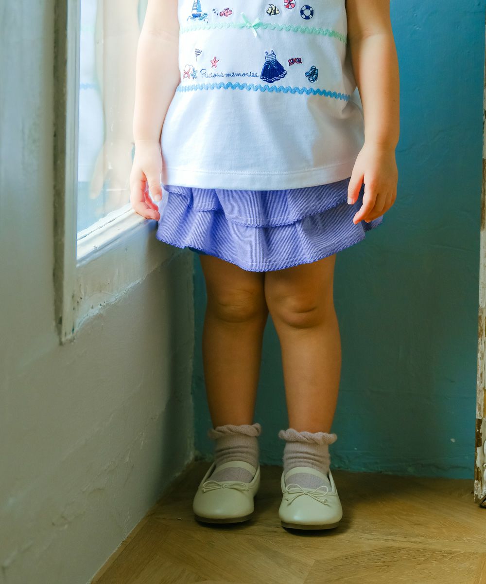 二段フリル ストライプ柄 かぼちゃパンツ｜ベビー・子供服 通販