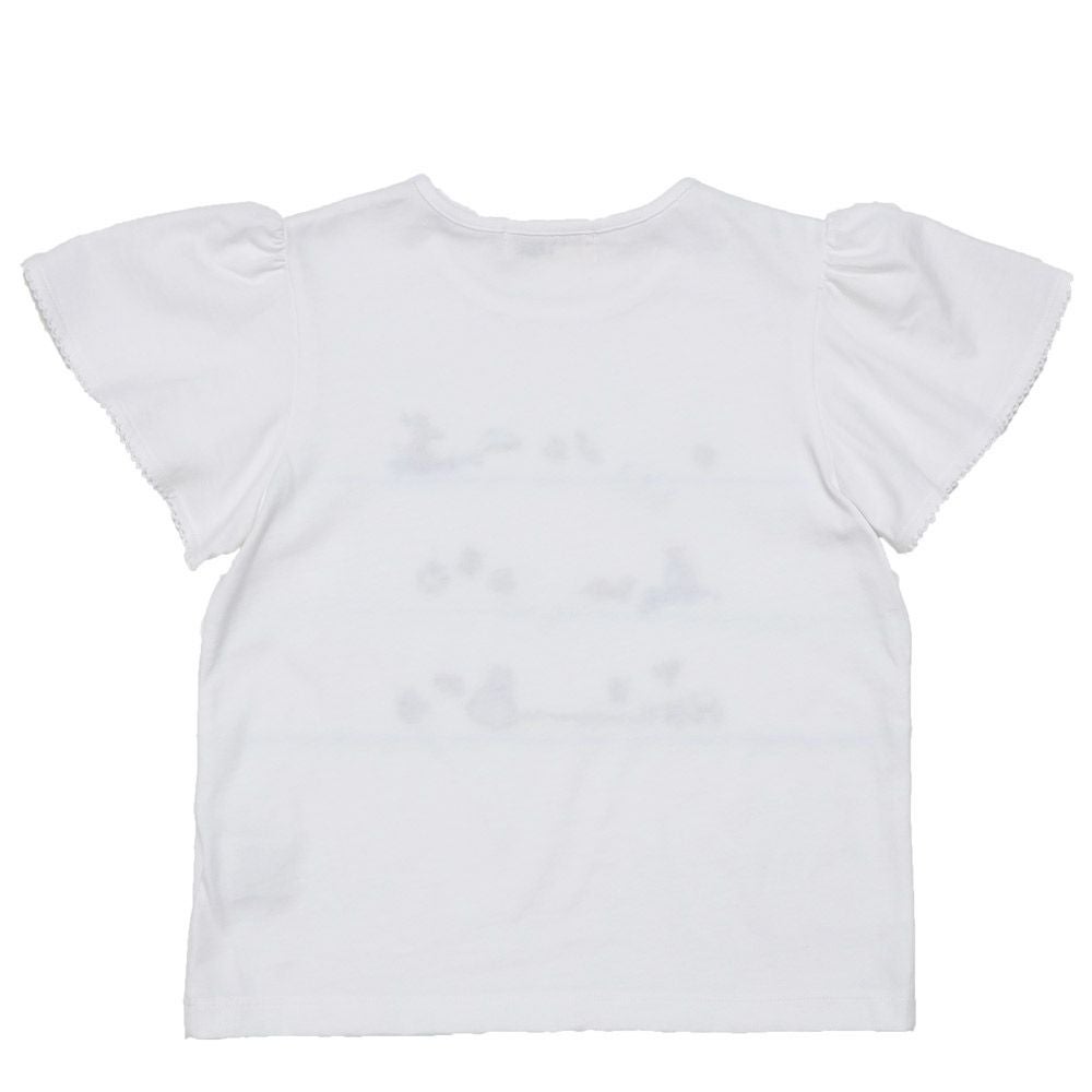 ベビー服 女の子 イルカ 魚 貝殻 マリン Tシャツ オフホワイト(11) 背面