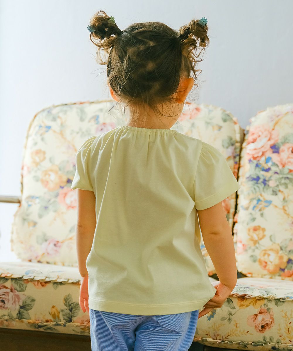 ベビー服 女の子 帽子アップリケ 音符 綿100％ Tシャツ イエロー(04) モデル画像4