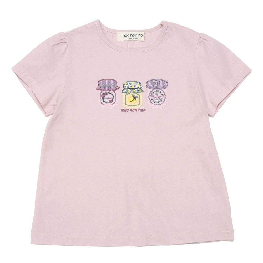 ベビー服 女の子 バックリボンつき ジャム瓶 Tシャツ ピンク(02) 正面