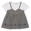 ベビー服 女の子 こども服 春服 夏服 重ね着風 キッズ ギンガムチェック ホワイト×ブラック(10) 正面