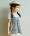 ベビー服 女の子 こども服 春服 夏服 重ね着風 キッズ ギンガムチェック ホワイト×ブラック(10) モデル画像1