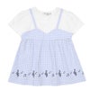 ベビー服 女の子 こども服 春服 夏服 重ね着風 キッズ ギンガムチェック ブルー(61) 正面
