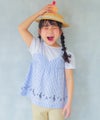 ベビー服 女の子 こども服 春服 夏服 重ね着風 キッズ ギンガムチェック ブルー(61) モデル画像アップ