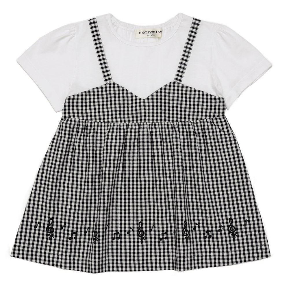 ベビー服 女の子 こども服 春服 夏服 重ね着風 キッズ ギンガムチェック