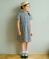ベビー服 女の子 ギンガムチェック ＆ 音符 ワンピース ホワイト×ブラック(10) モデル画像アップ