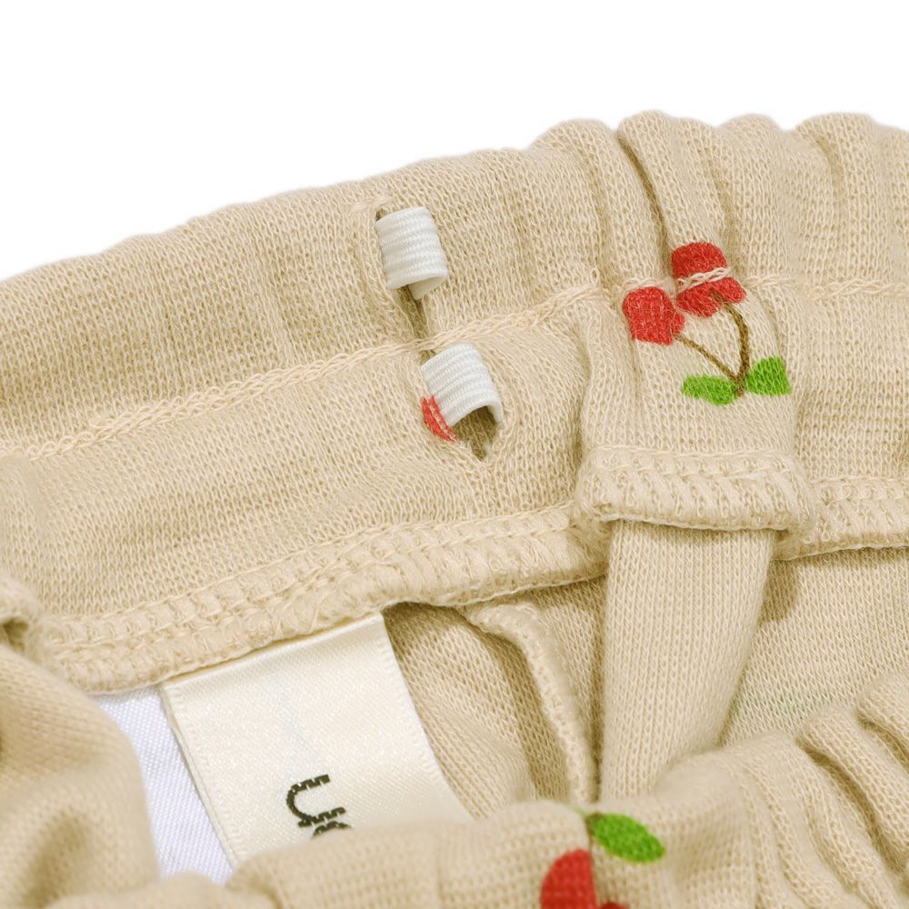 ベビー服 女の子 さくらんぼ柄  6分丈 パンツ ベージュ(51) デザインポイント1