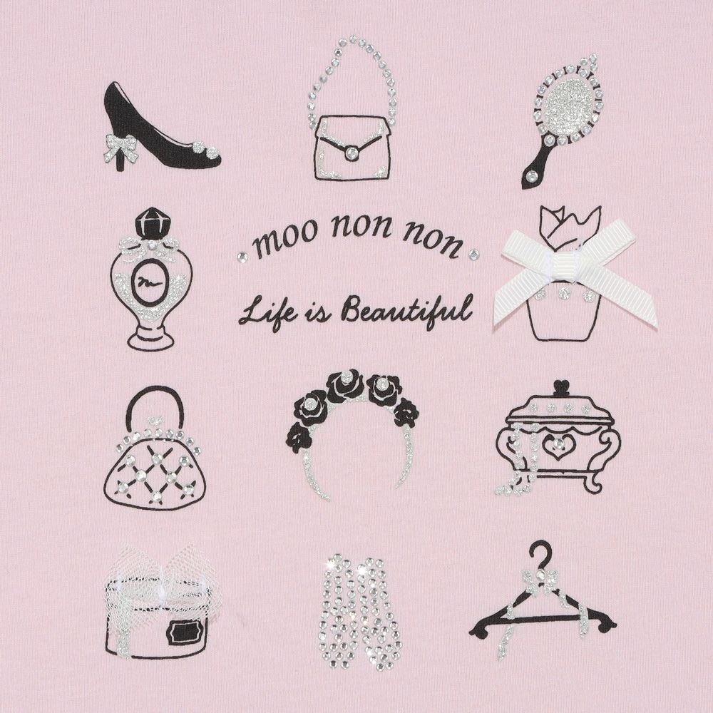 子供服 女の子 バッグ＆シューズ柄プリント 長袖Tシャツ ピンク(02) デザインポイント1