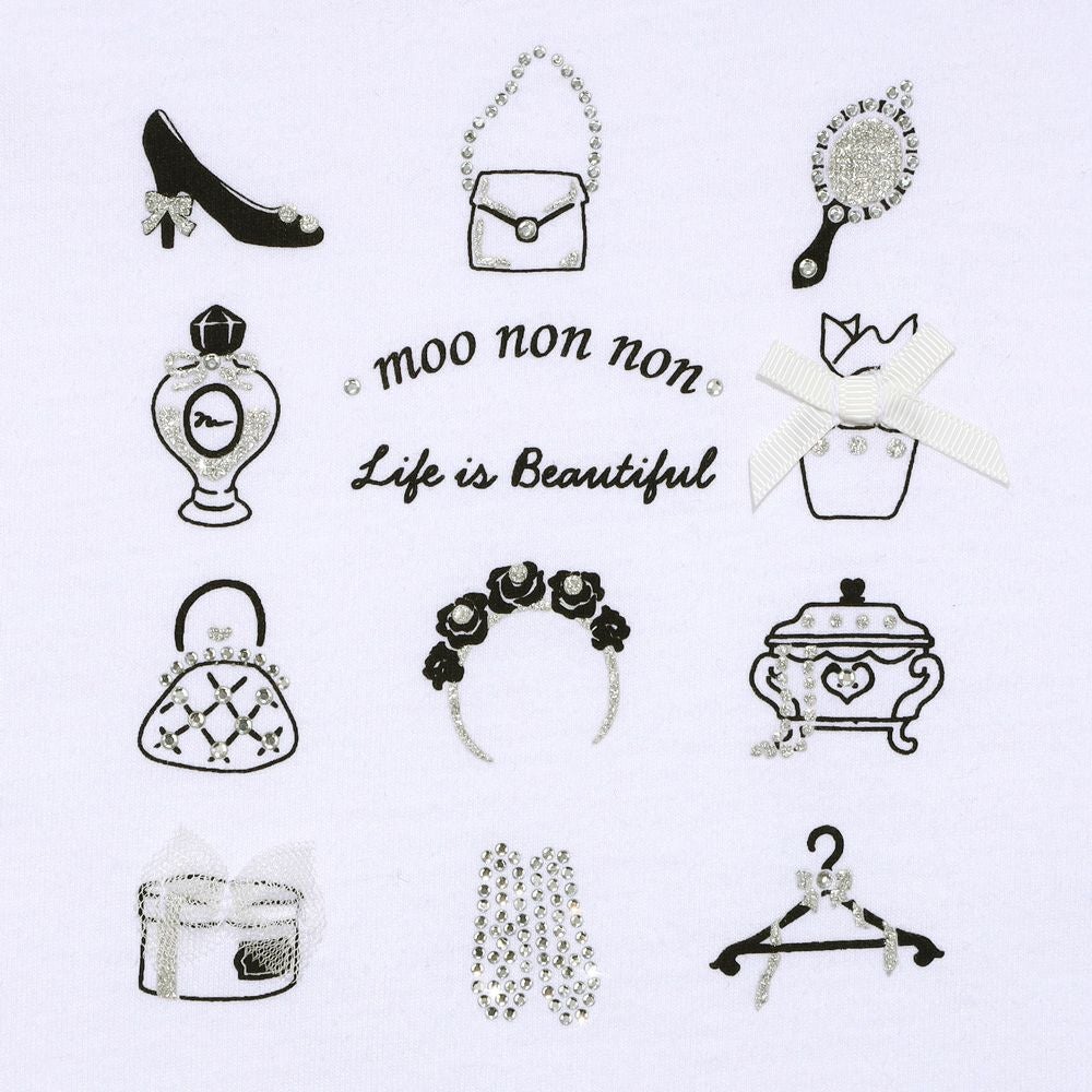 子供服 女の子 バッグ＆シューズ柄プリント 長袖Tシャツ オフホワイト(11) デザインポイント1