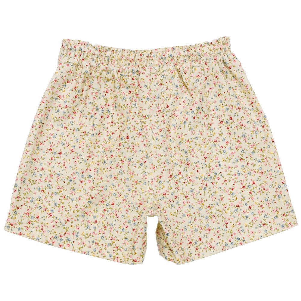 ベビー服 女の子 日本製 綿100％ 小花柄 ショートパンツ ベージュ(51) 背面
