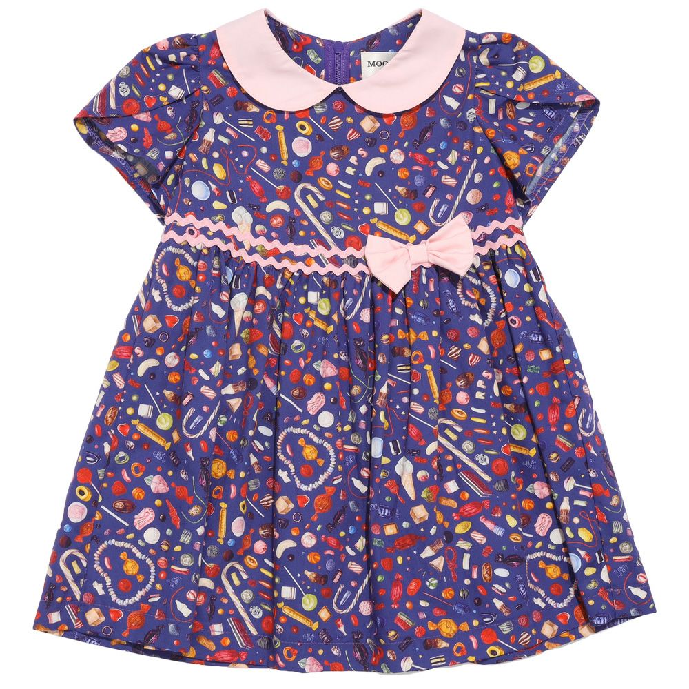 ベビー服 女の子 日本製 リバティプリント使用  スイーツ ワンピース パープル(91) 正面