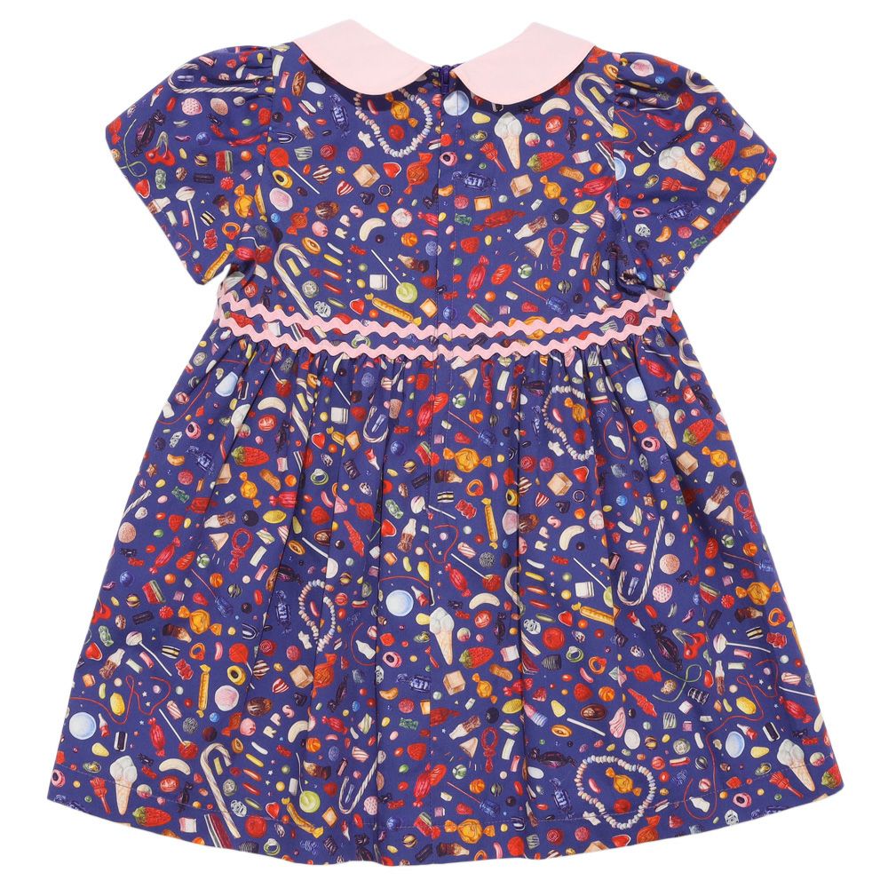 ベビー服 女の子 日本製 リバティプリント使用  スイーツ ワンピース パープル(91) 背面