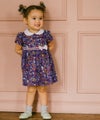 ベビー服 女の子 日本製 リバティプリント使用  スイーツ ワンピース パープル(91) モデル画像アップ