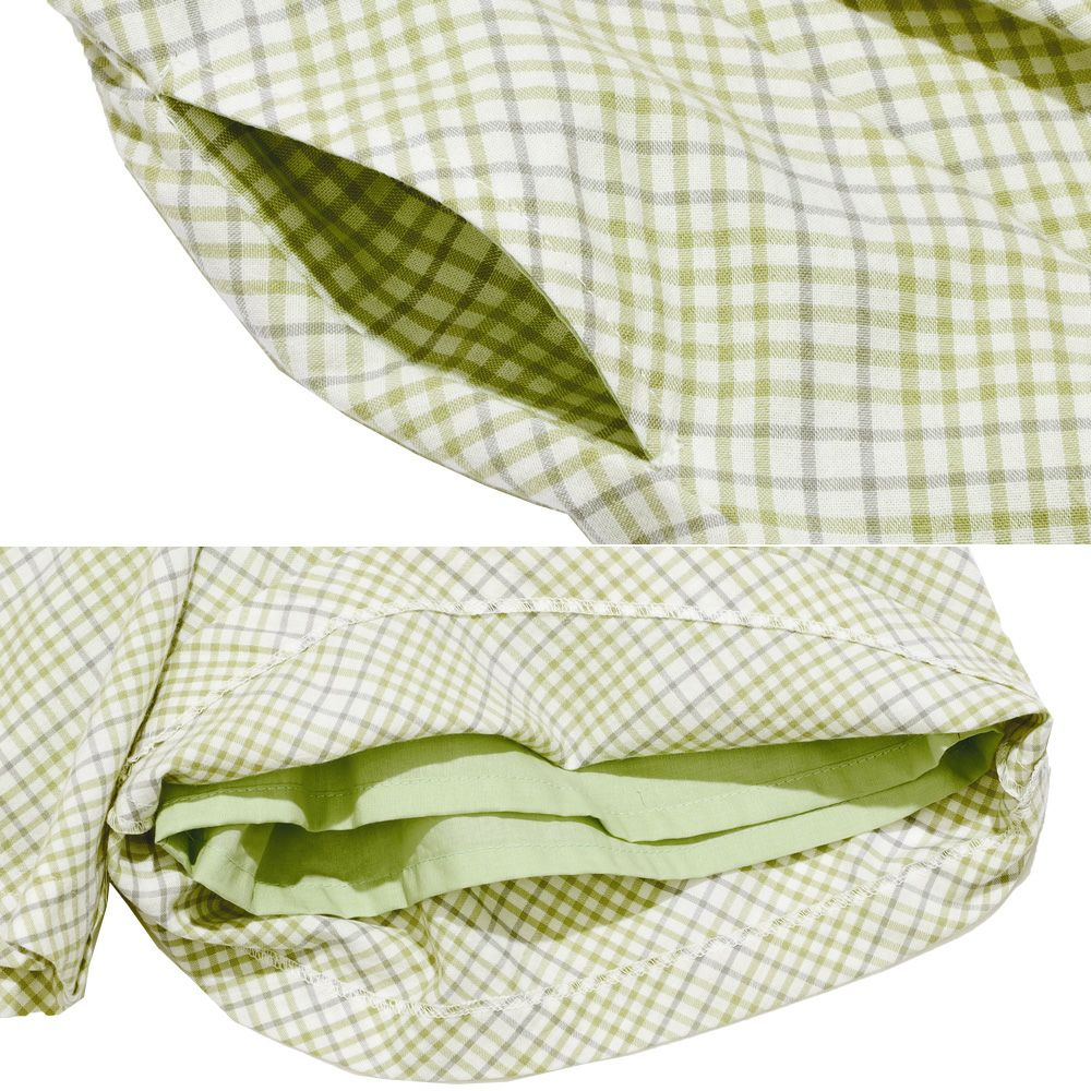 子供服 女の子 綿100% チェック柄キュロットパンツ グリーン(08) デザインポイント1