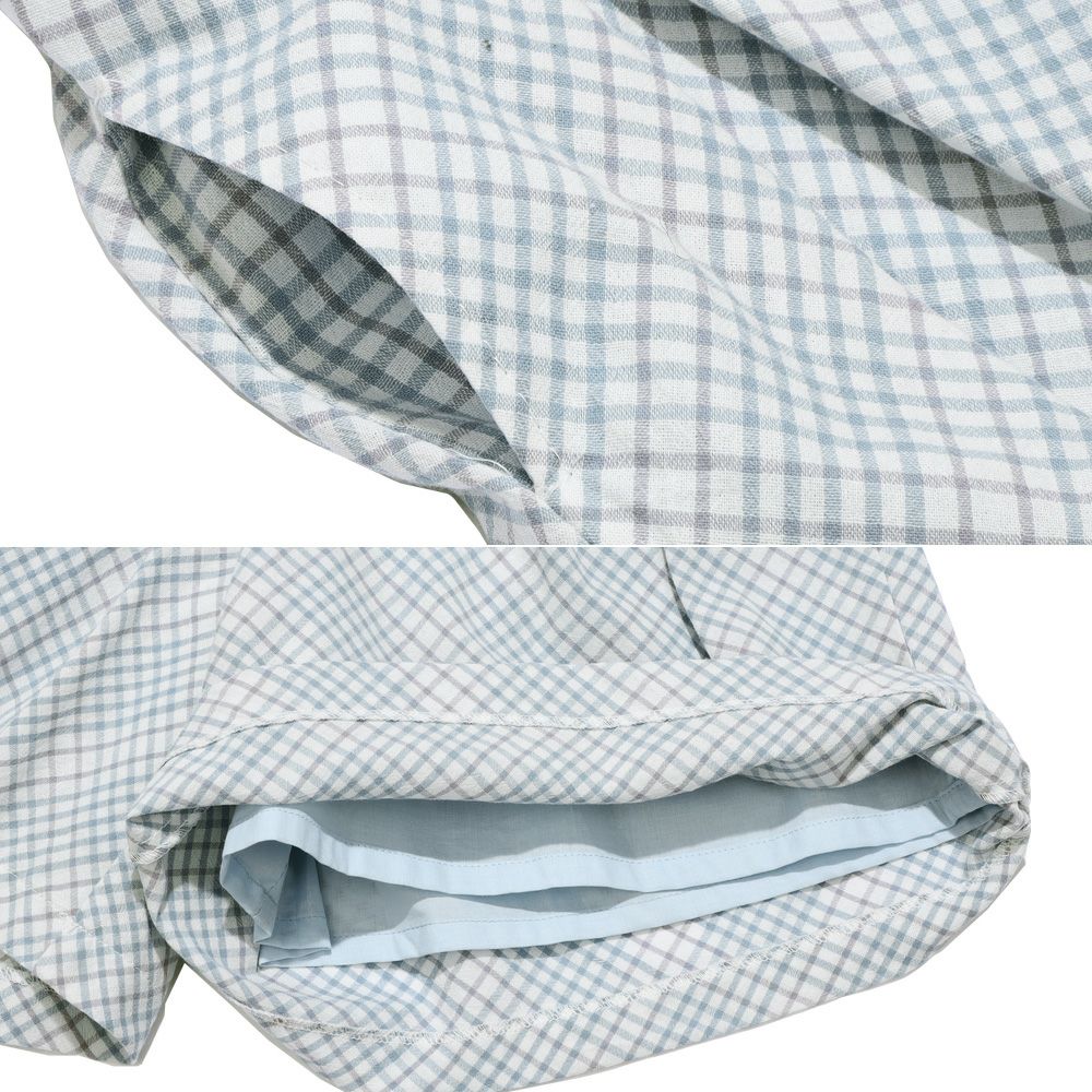 子供服 女の子 綿100% チェック柄キュロットパンツ ブルー(61) デザインポイント1