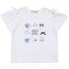 子供服 女の子 リボン 肩あき マリン 小物 モチーフ Tシャツ オフホワイト(11) 正面