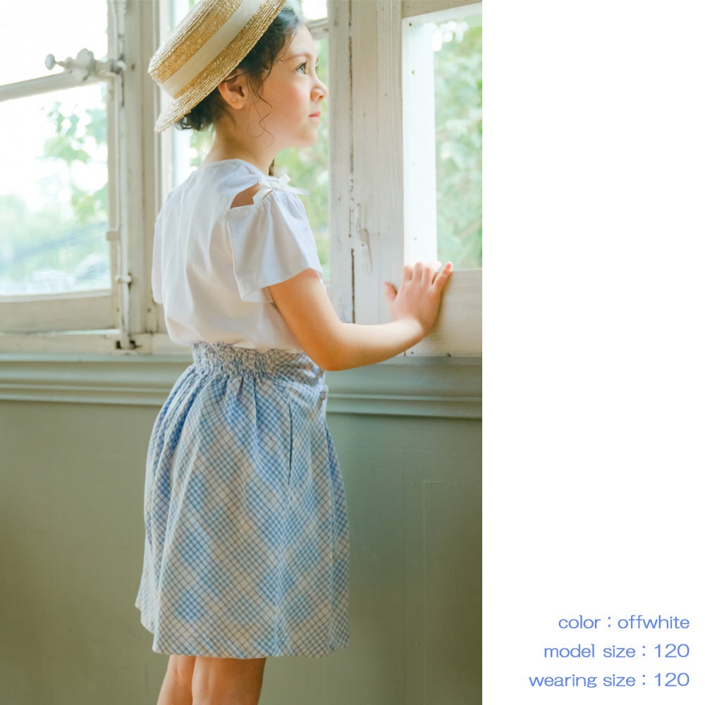 子供服 女の子 リボン 肩あき マリン 小物 モチーフ Tシャツ