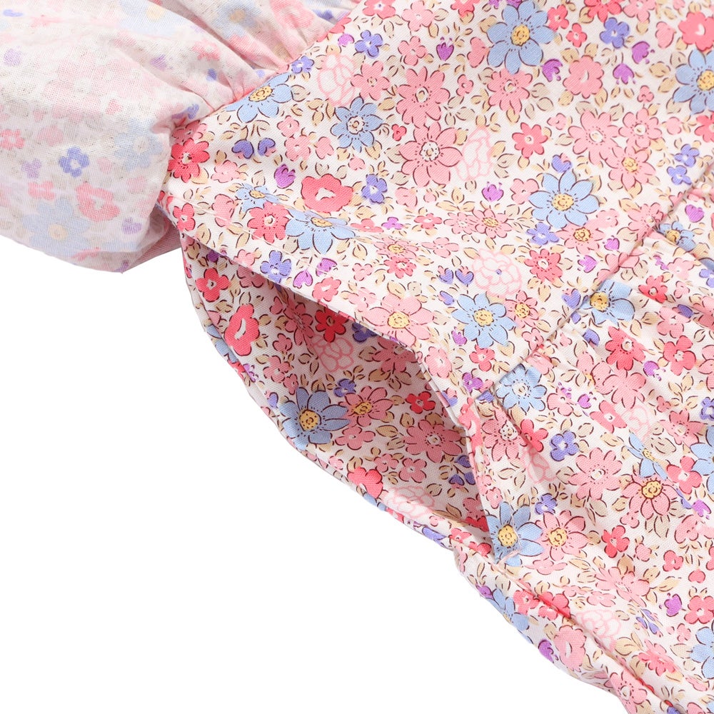 ベビー服 女の子 綿100% キッズ 花柄 フリル キュロットパンツ ピンク(02) デザインポイント2
